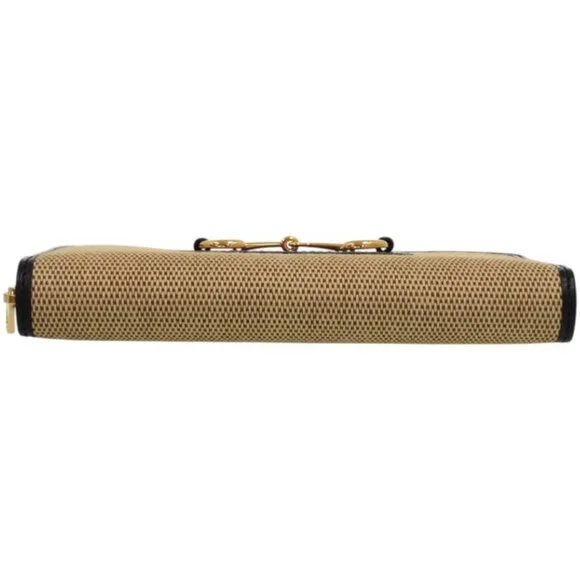Gucci 1955 Horsebit 0416 Canvas Leather Beige Long Wallet 0392 - Picture 4 of 10